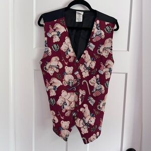SOLD Vintage 90s teddy bear tapestry vest xl